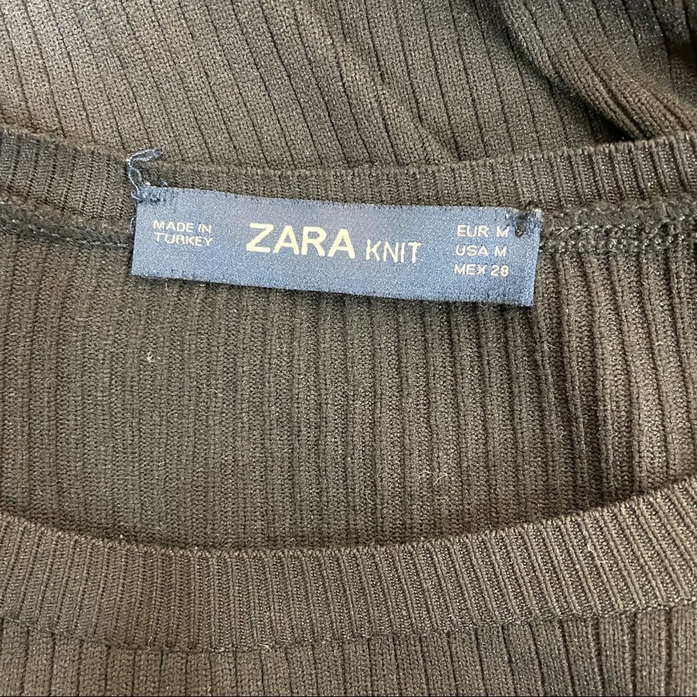 Zara Knit Ribbed Black Cold Shoulder Top - Picture 4 of 7